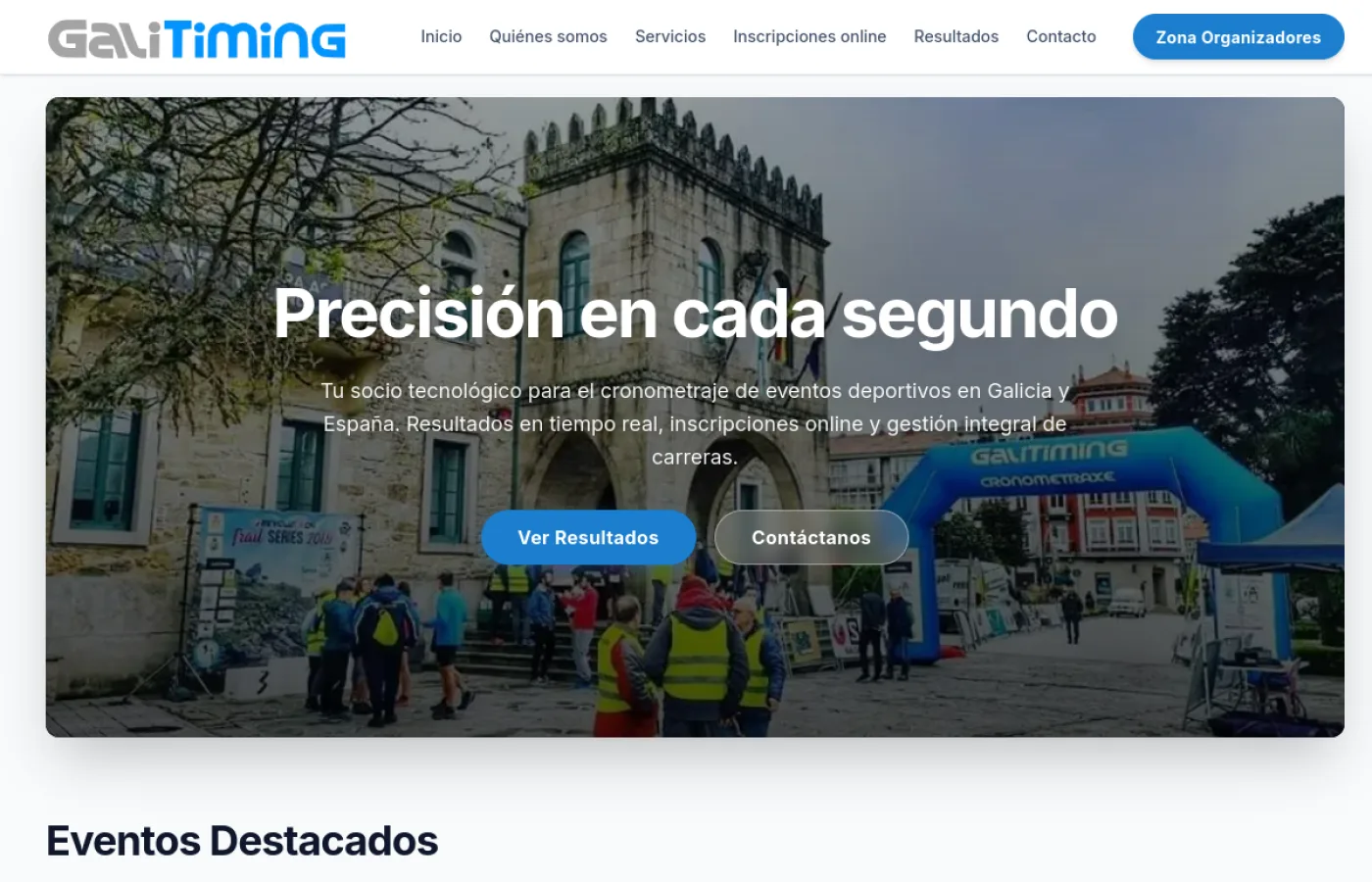Captura de la plataforma web GaliTiming desarrollada por Hanka