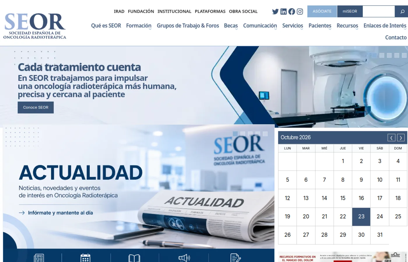 Captura de la web corporativa de SEOR desarrollada por Hanka
